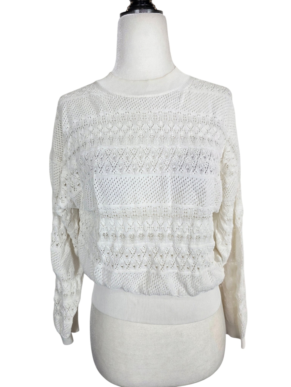 Wilfred Cream Openwork Crewneck Sweater